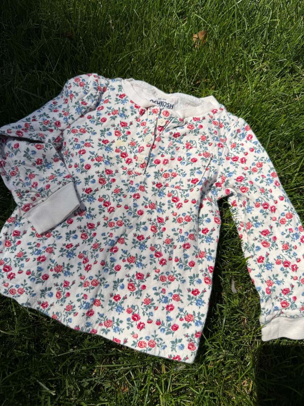 OshKosh B'gosh Floral Henley Long Sleeve Shirt Size 2T